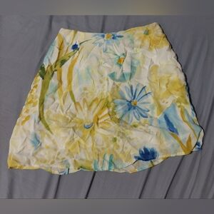 Floral A-Line Skirt in Yellow and Blue